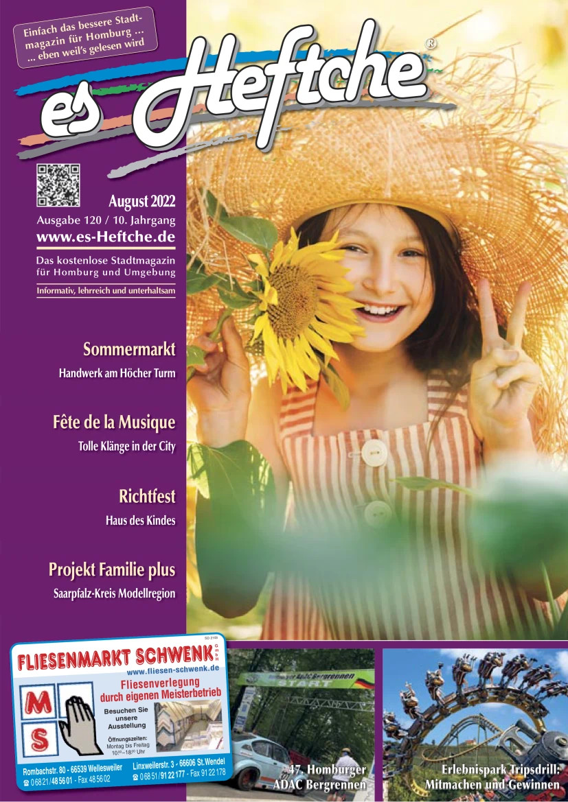 Ausgabe 120/August 2022 vom Stadtmagazin "es Heftche"®
