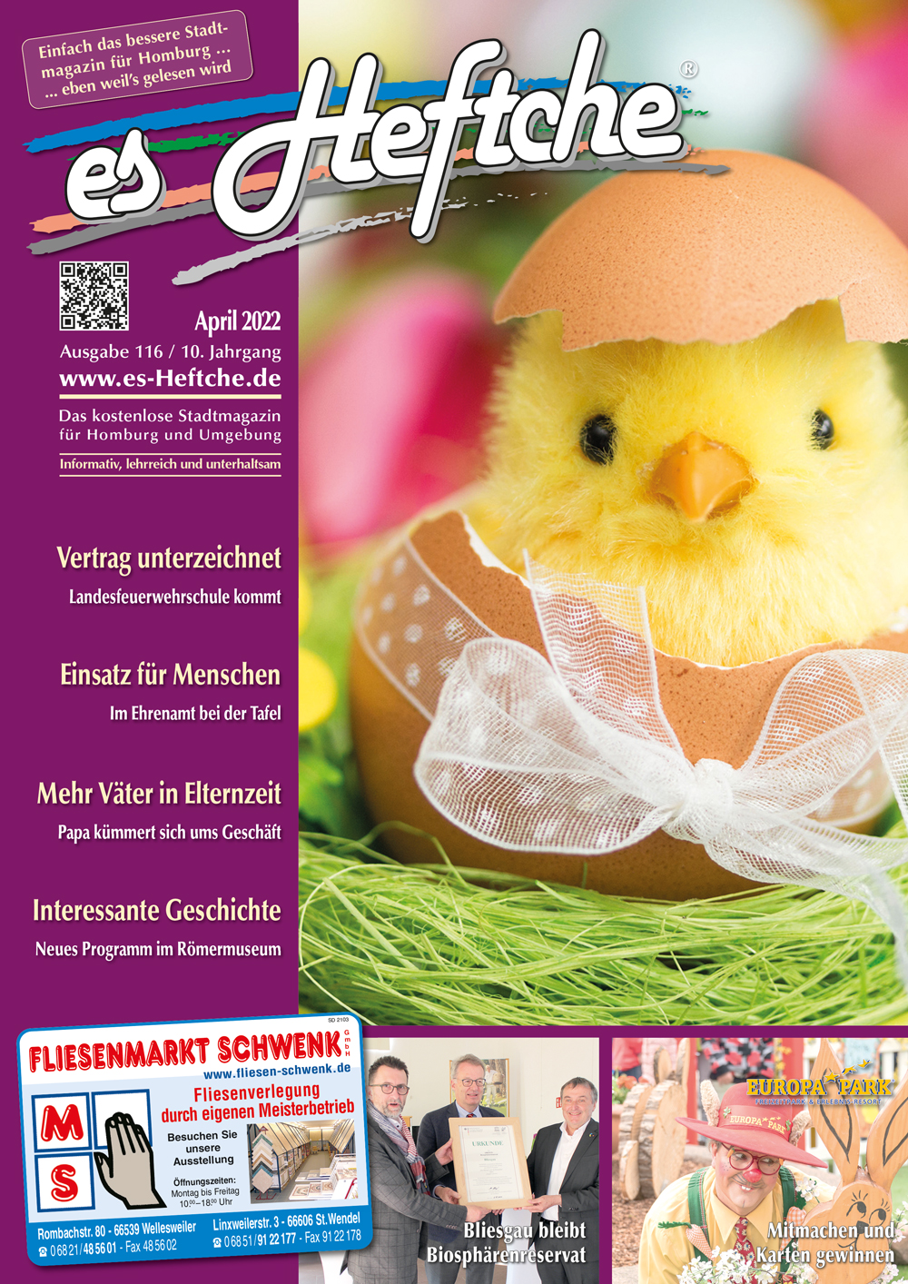 Ausgabe 116/April 2022 vom Stadtmagazin "es Heftche"®